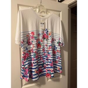 White floral top‎ from Southern Stitch size 3XL NWOT